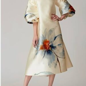 STYLEWE Cream Asymmetrical A-line Dress with Bishop Sleeves